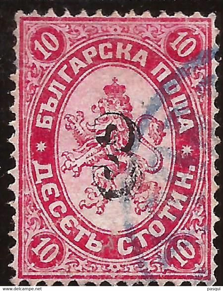 BULGARIA - Fx. 3460 - Yv. 24 - Sobrecargado 3 St. Sobre 10 St. Rojo/rosa - Leon Rampante - 1884 - Ø - Ongebruikt
