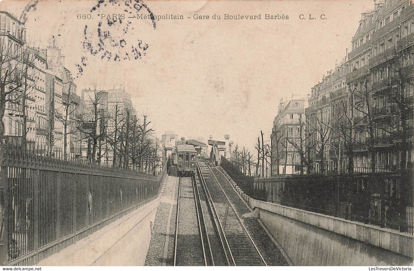 CPA Paris - Metropolitain - Gare Du Boulevard Barbes - C L C - Carte Circulé En 1904 - Transport Urbain En Surface