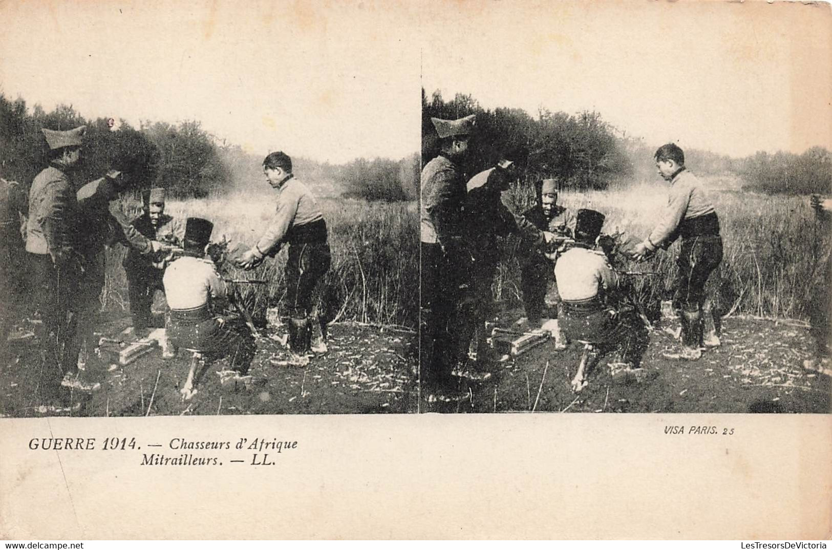 CPA Stereoscopique - Guerre 1914 - Chasseurs D'afrique Mitrailleurs - LL - - Stereoscopische Kaarten