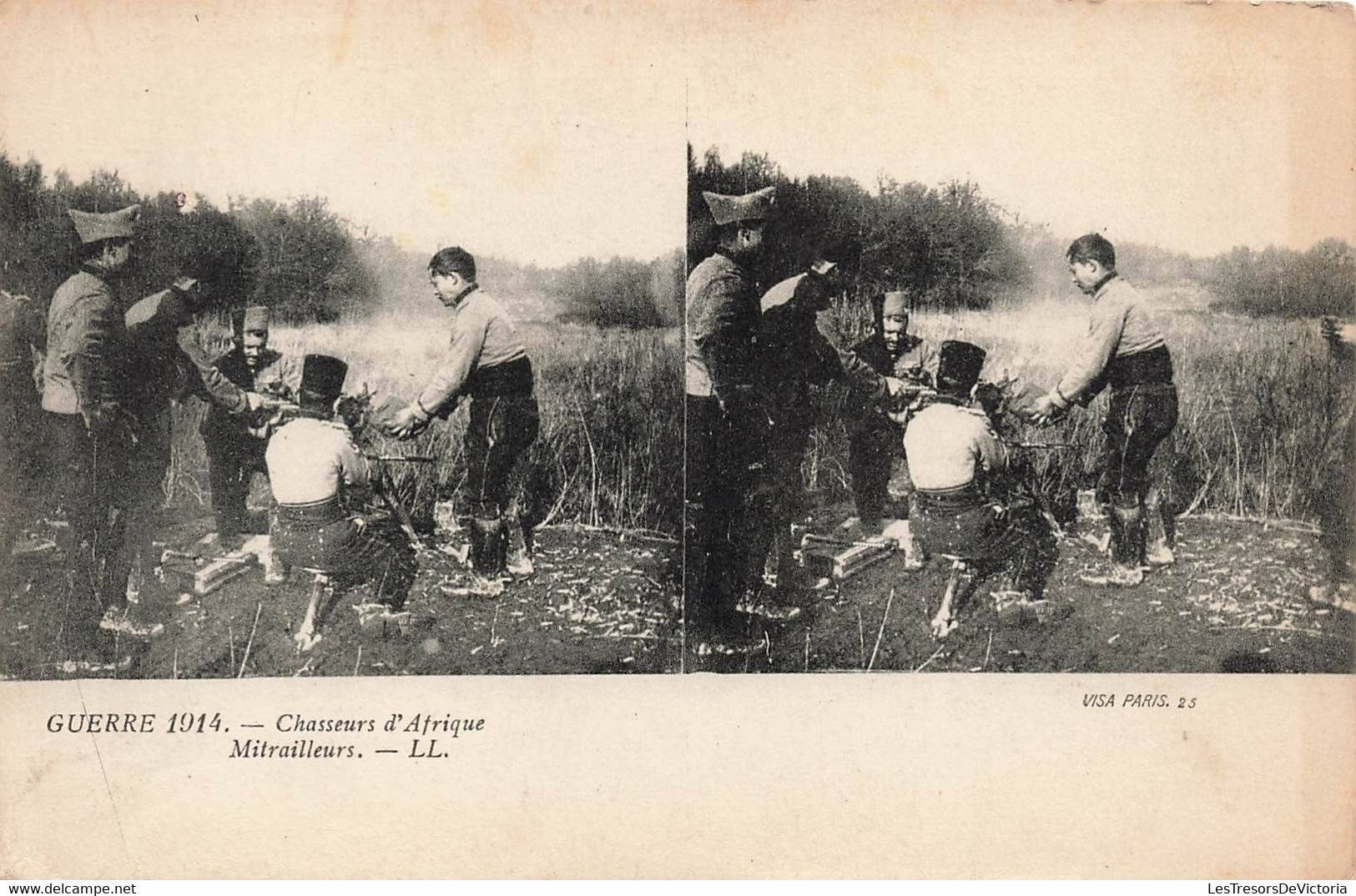 CPA Stereoscopique - Guerre 1914 - Chasseurs D'afrique Mitrailleurs - LL - - Estereoscópicas