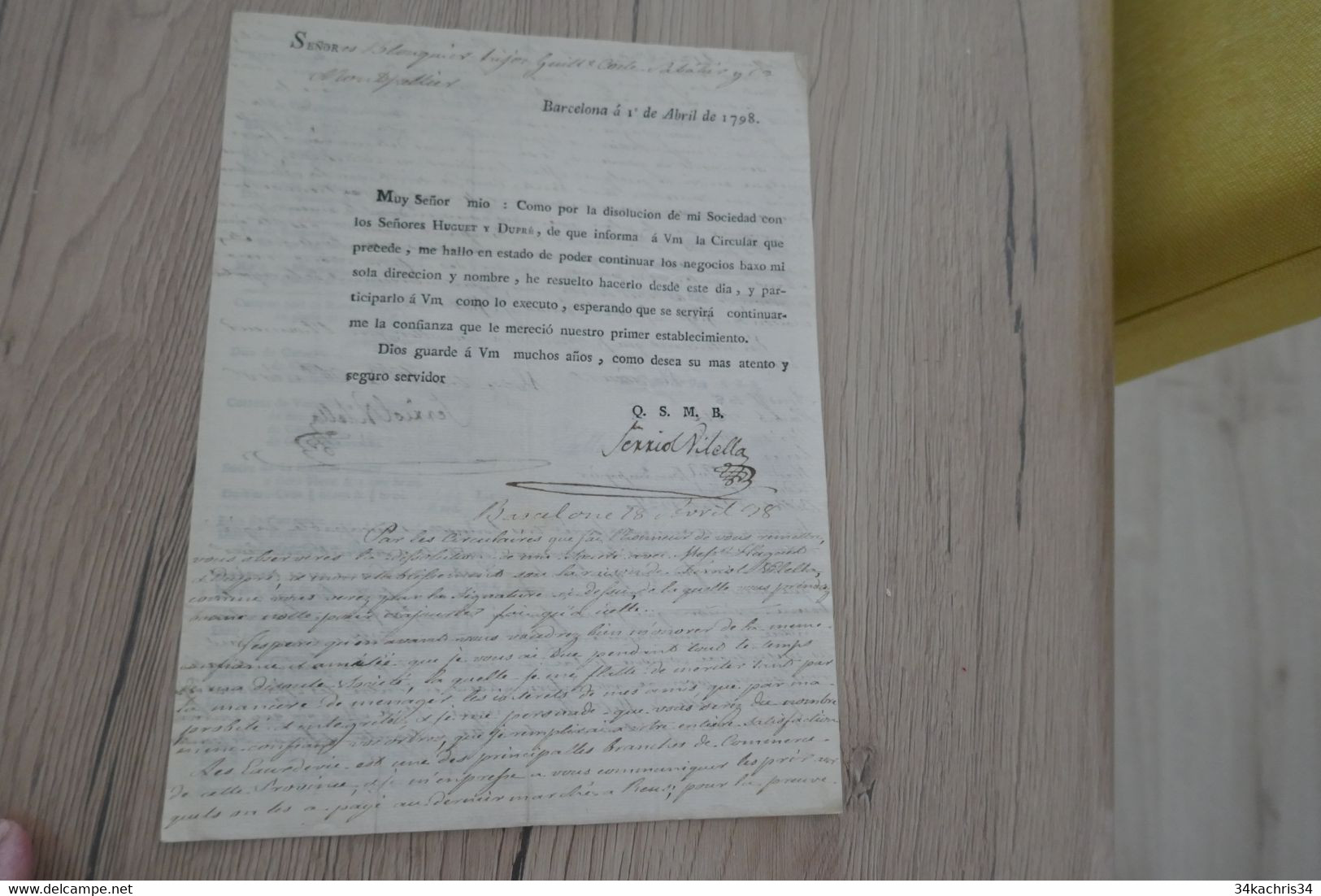 Barcelona Espagne  Dissolution Entreprise 1798/1804 4 Documents - Spanien