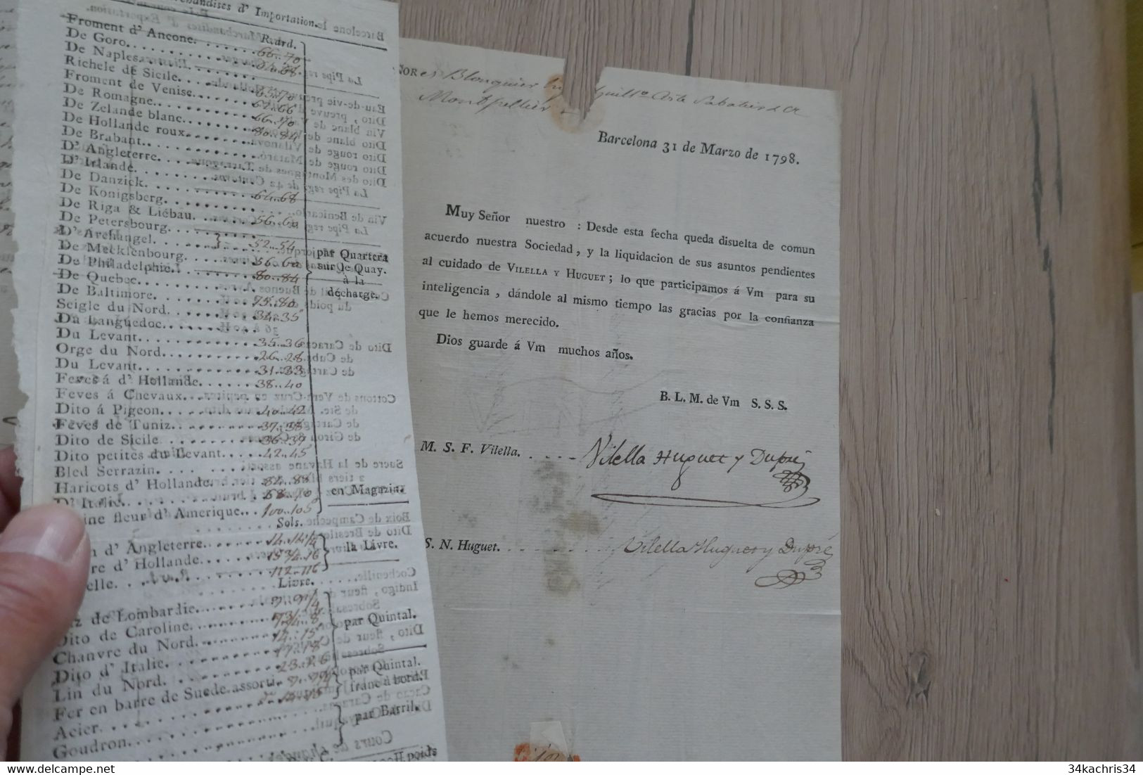 Barcelona Espagne  Dissolution Entreprise 1798/1804 4 Documents - Spanien