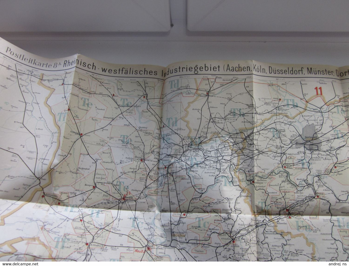 Old Map Rheinisch Westfalisches Industriegebiet Aachen Koln Dusseldorf Munster Dortmund Koblenz 1935 72x62 Cm - Geographical Maps