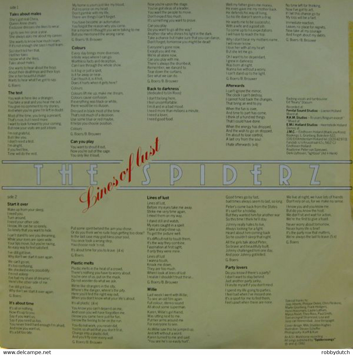 * LP * THE SPIDERZ - LINES OF LUST (Holland 1980 EX-) - Punk