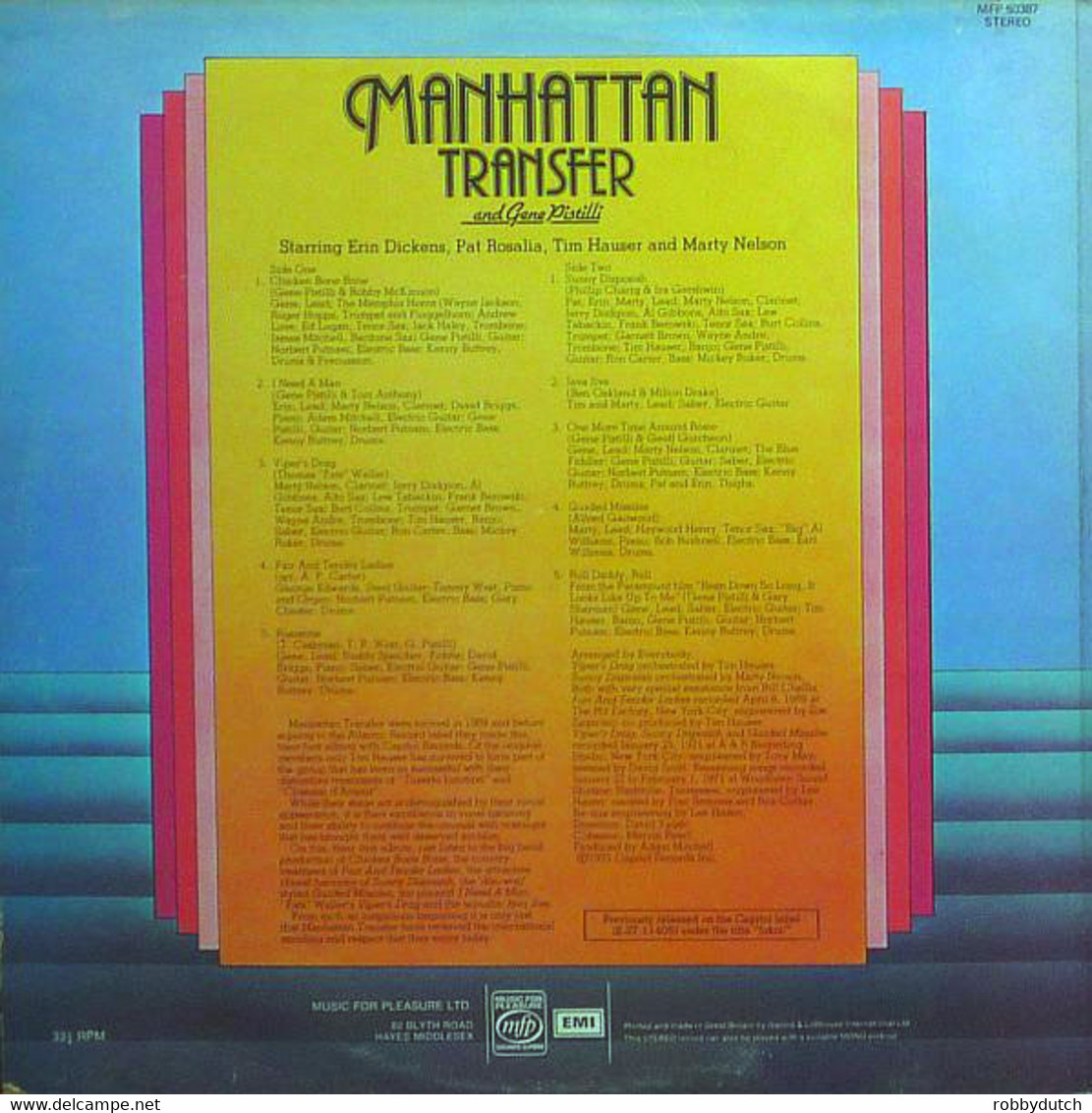 * LP * MANHATTAN TRANSFER AND GENE PISTILLI - Soul - R&B