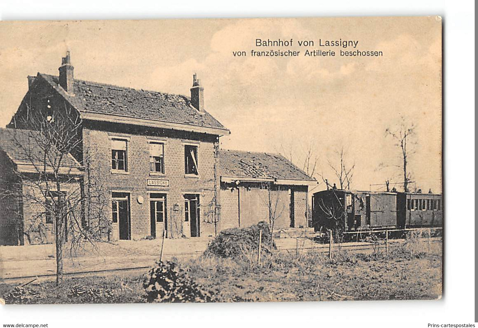 CPA 60 Lassigny La Gare Et Le Train Tramway - Carte Allemande - Lassigny