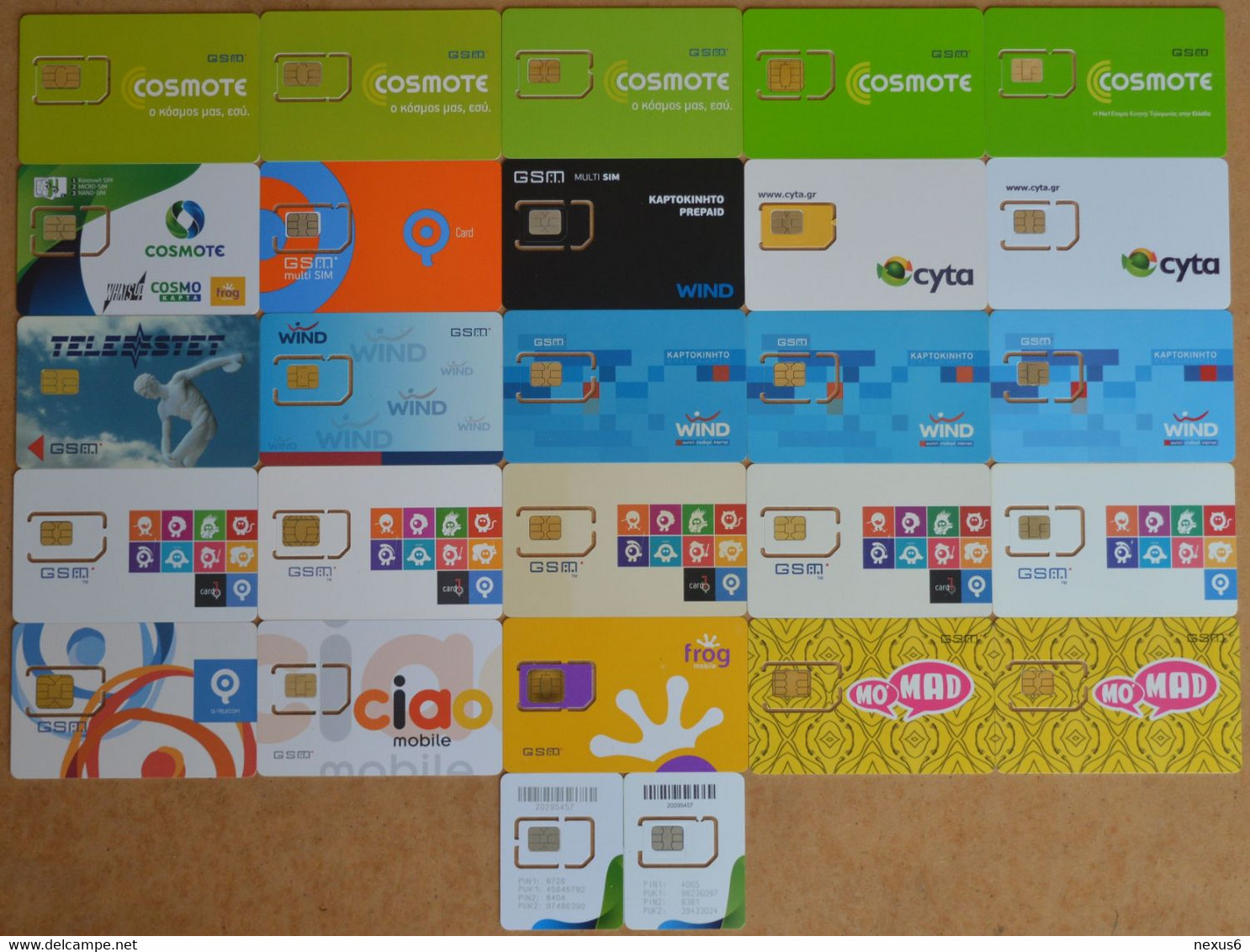 Grèce Greece Lot of 50 Different Mint GSM SIM cards (Various Companies)