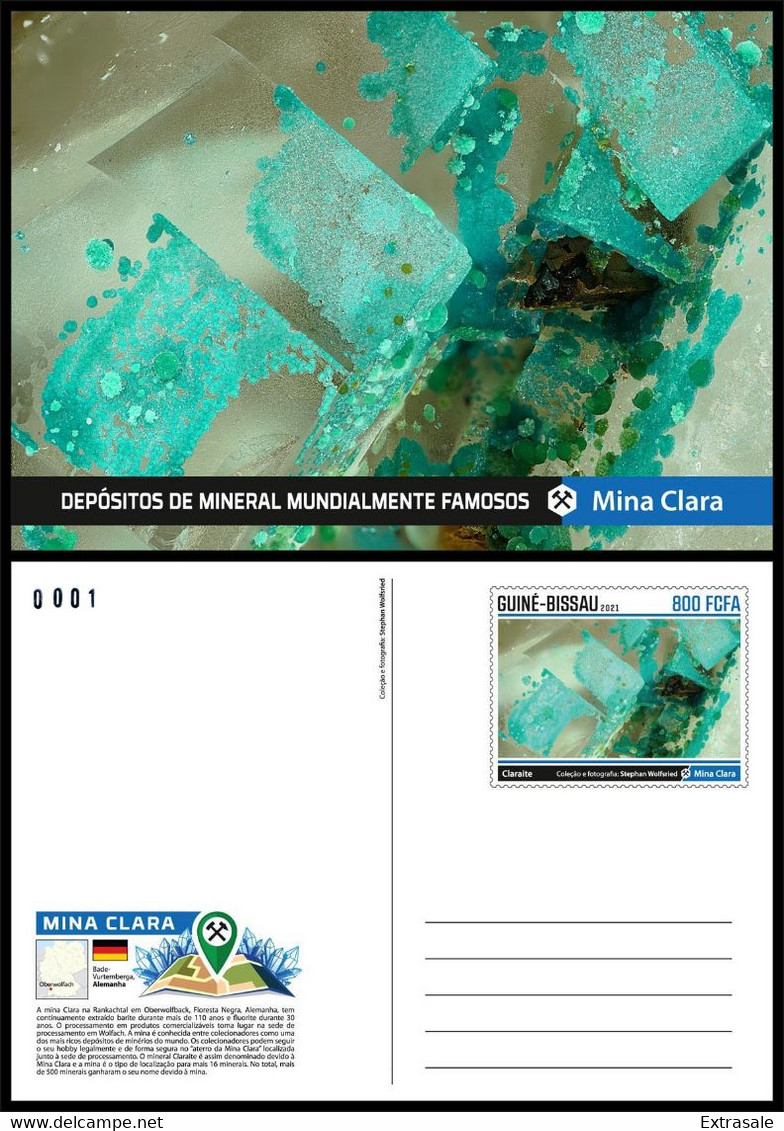 Minerals MNH Stationery Cards 2021 Guinea-Bissau Collection Of 8 Cards NUMBERED - Guinea-Bissau