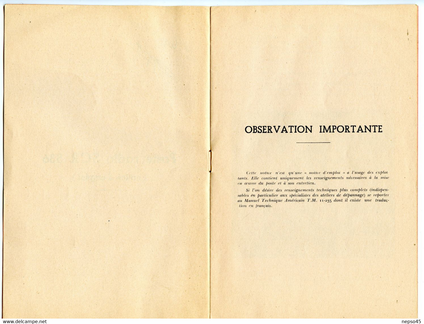 Poste Radio S.C.R. 536.notice D'emploi.Ecole Formation D'officiers D'active.Coetquidan 1951.Librairie Militaire St-Cyr. - Radios