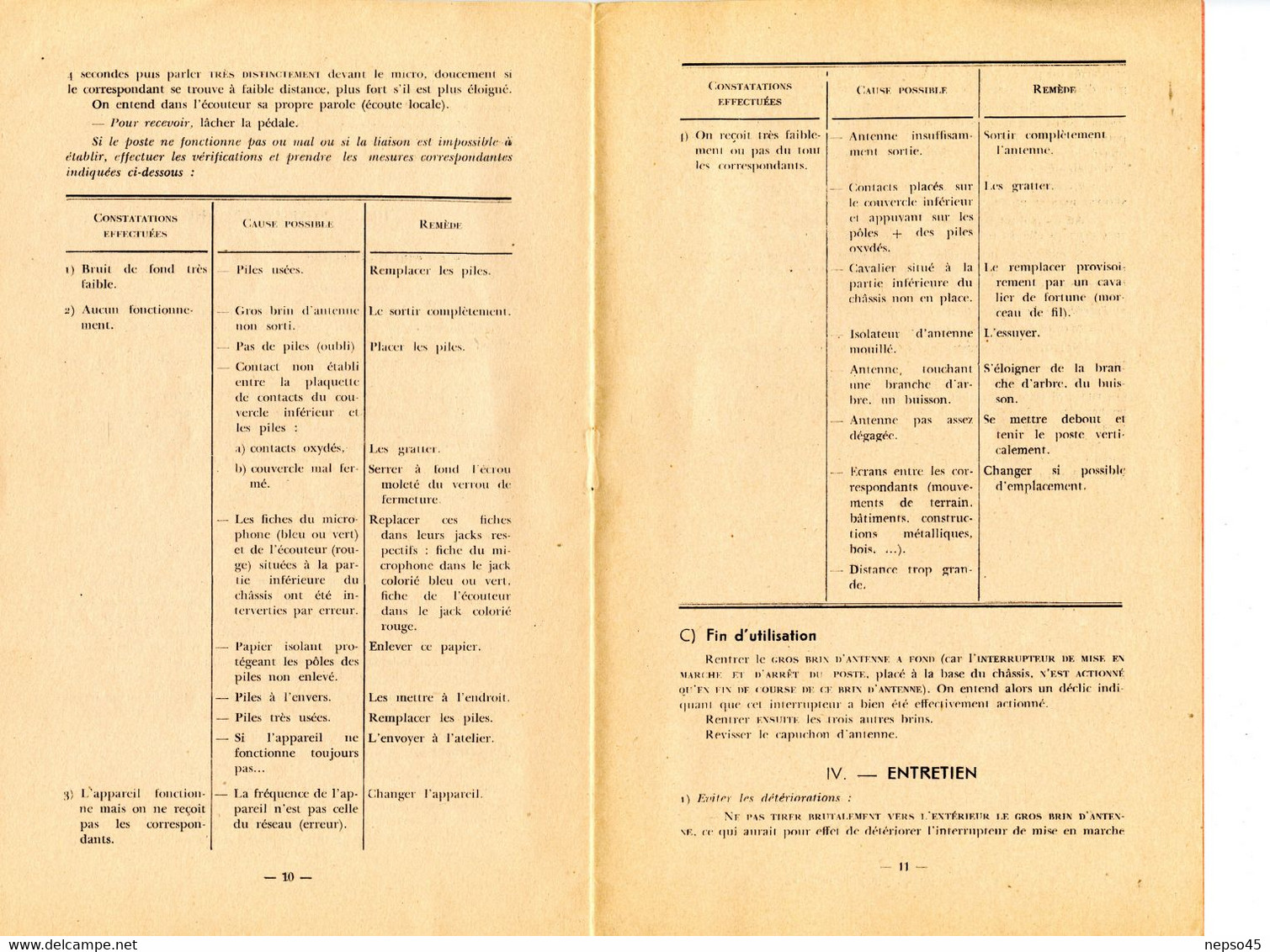 Poste Radio S.C.R. 536.notice d'emploi.Ecole formation d'officiers d'active.Coetquidan 1951.Librairie militaire St-Cyr.