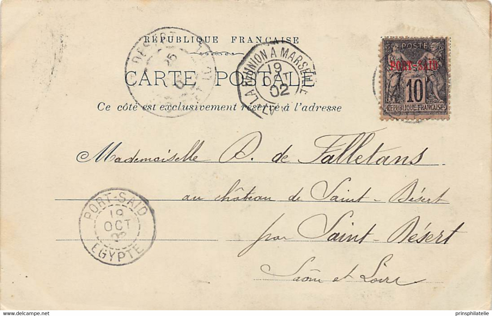 CARTE PAQ MELBOURNE MESSAGERIES MARITIMES AVEC TYPE GROUPE SURCHARGE OBL PORT SAID + CAD MARITIME=> FRANCE COVER - Cartas & Documentos