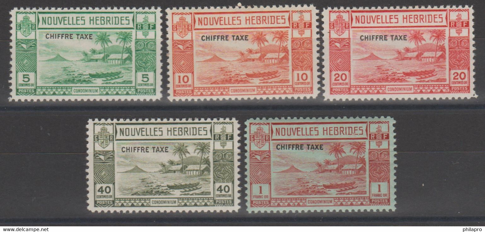 NOUVELLES  HEBRIDES  1941  Yvert  TAXE  N° 11/5 *MH  COMPLETE SET   Ref.  R185 - Nuovi