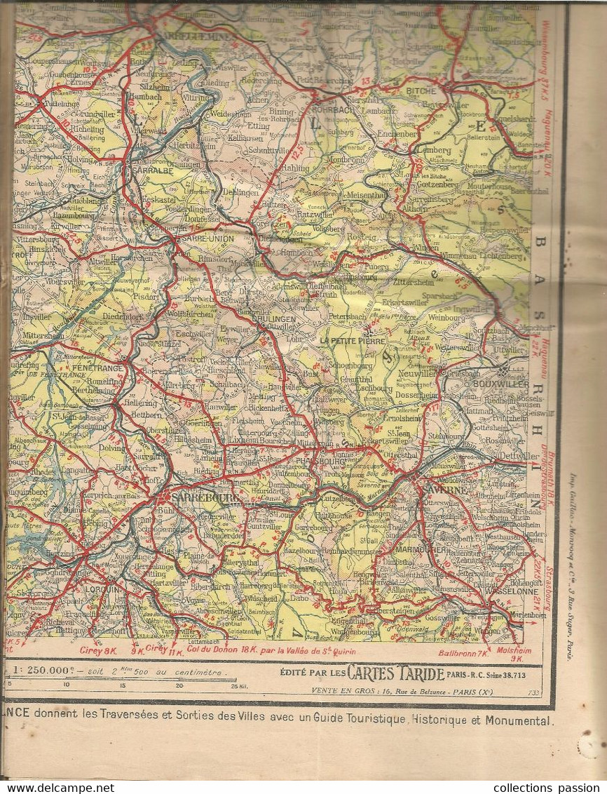 Carte TARIDE Routière N° 2 , LORRAINE,LUXEMBOURG, Tirage En 4 Couleurs Sur Papier Simili-japon ,frais Fr. 2.45 E - Callejero