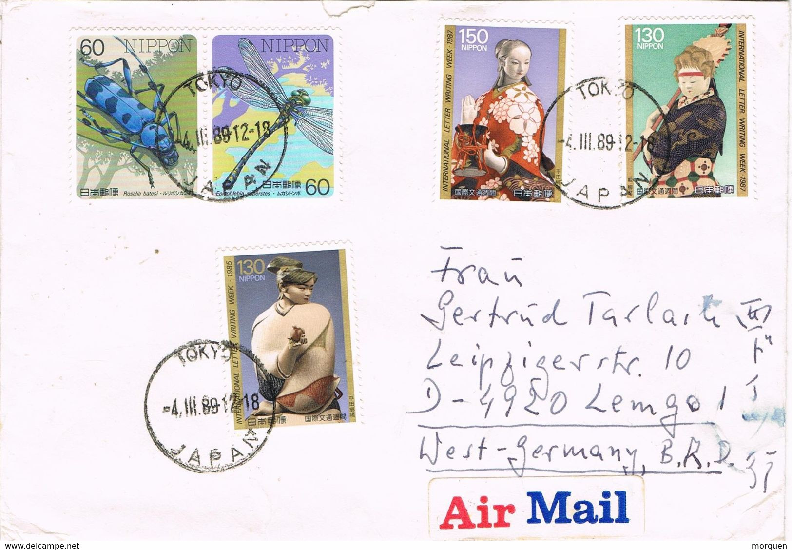 47008. Carta Aerea TOKYO (Japon) 1989 To Germany - Cartas & Documentos