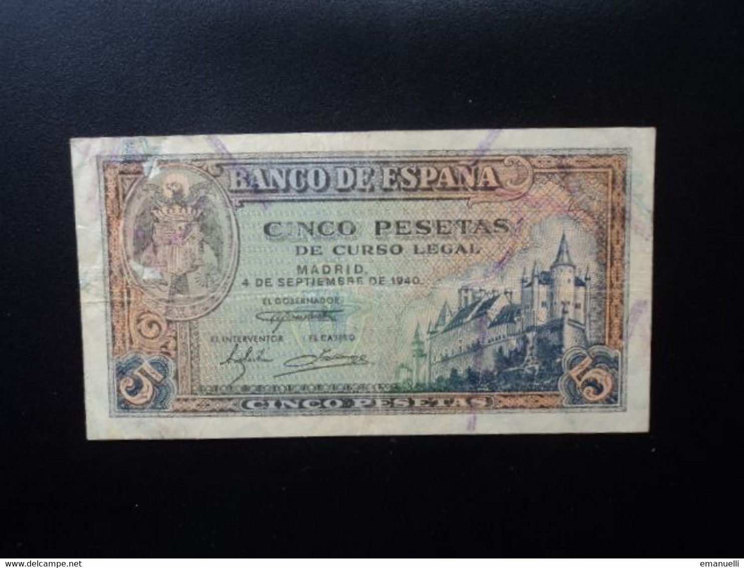 ESPAGNE * : 5 PESETAS  4.9.1940     CB 137 / CMB 456 / P 123a   TTB  ** - 5 Peseten