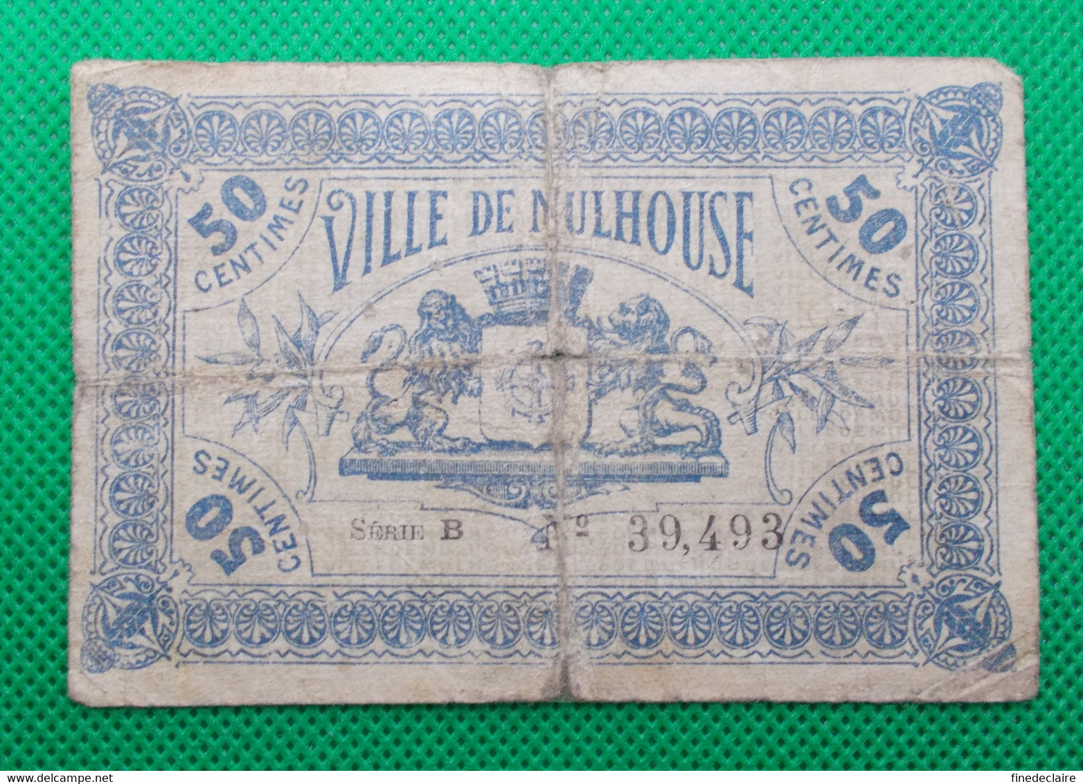 Billet Chambre De Commerce De Mulhouse - 50 Centimes - Série: B - Sans Filigrane - 18 Décembre 1918 - Chambre De Commerce
