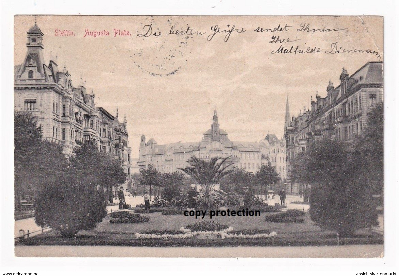 Stettin, Augusta Platz, Alte Ansichtskarte 1908, Szczecin - Poland