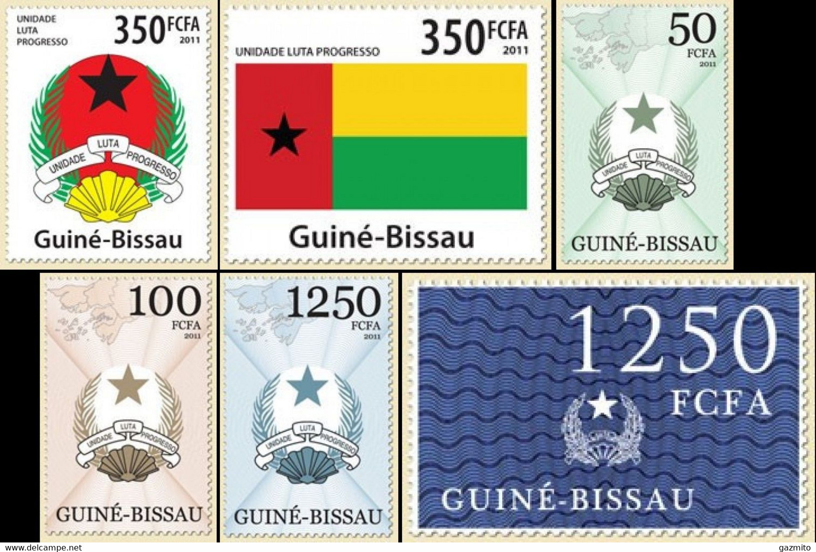 Guinea Bissau 2011, Def. Flag, Arms, 6val - Timbres