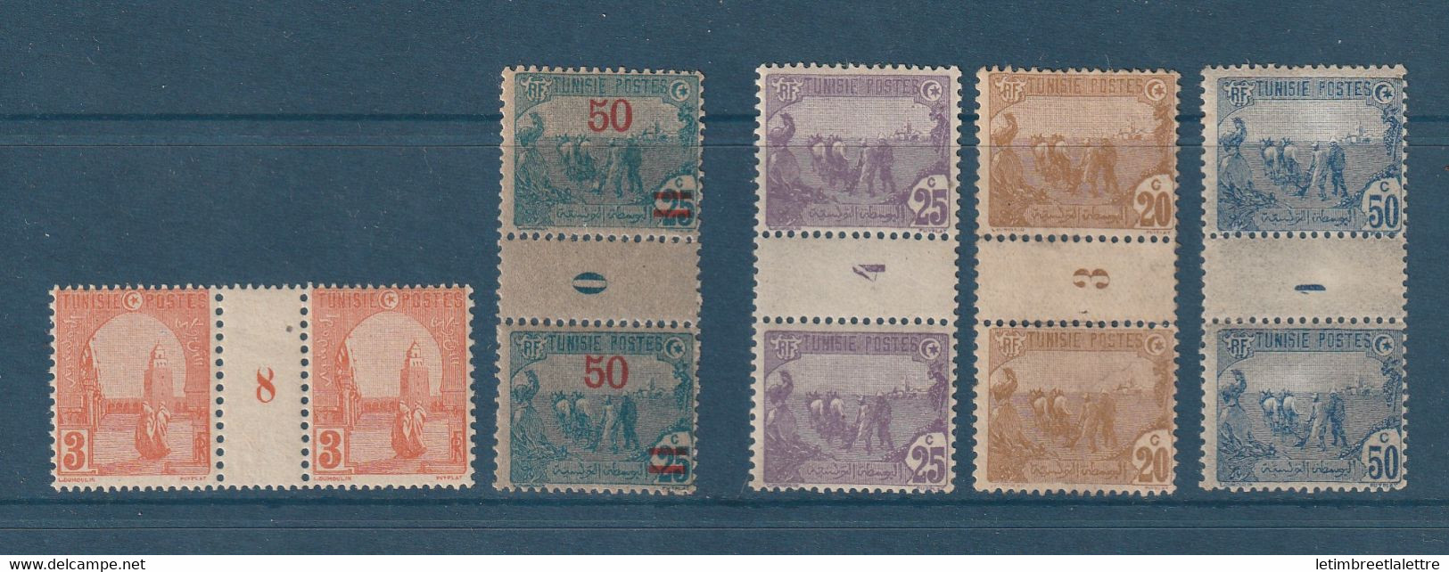 ⭐ Tunisie - Lot De 5 Timbres Avec Millésime - Gomme Avec Adhérence ⭐ - Unused Stamps