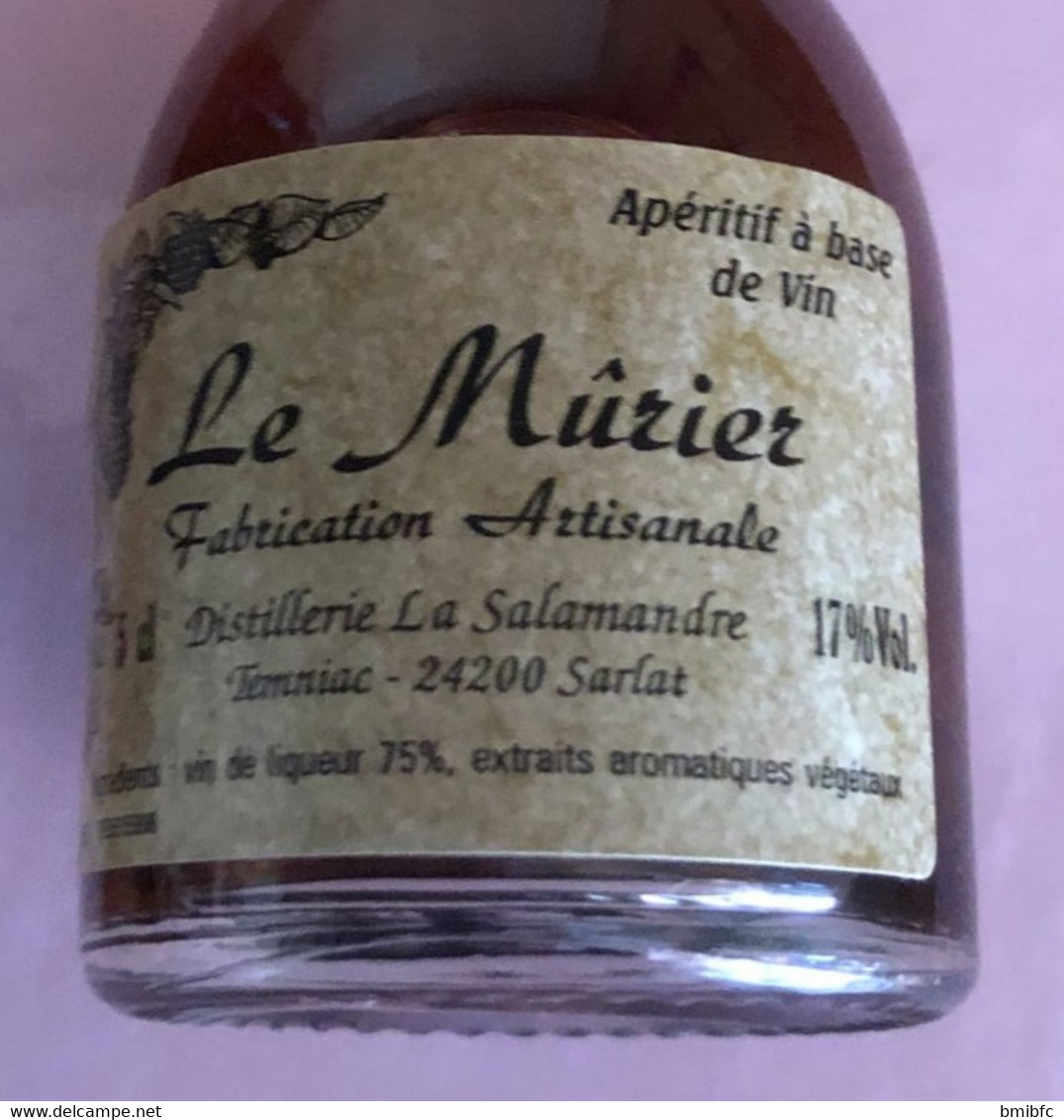 Le  Mûrier Fabrication Artisanale Distillerie La Salamandre  -  Temniac  - 24200 SARLAT - 5cl - 17% Vol - Miniflesjes