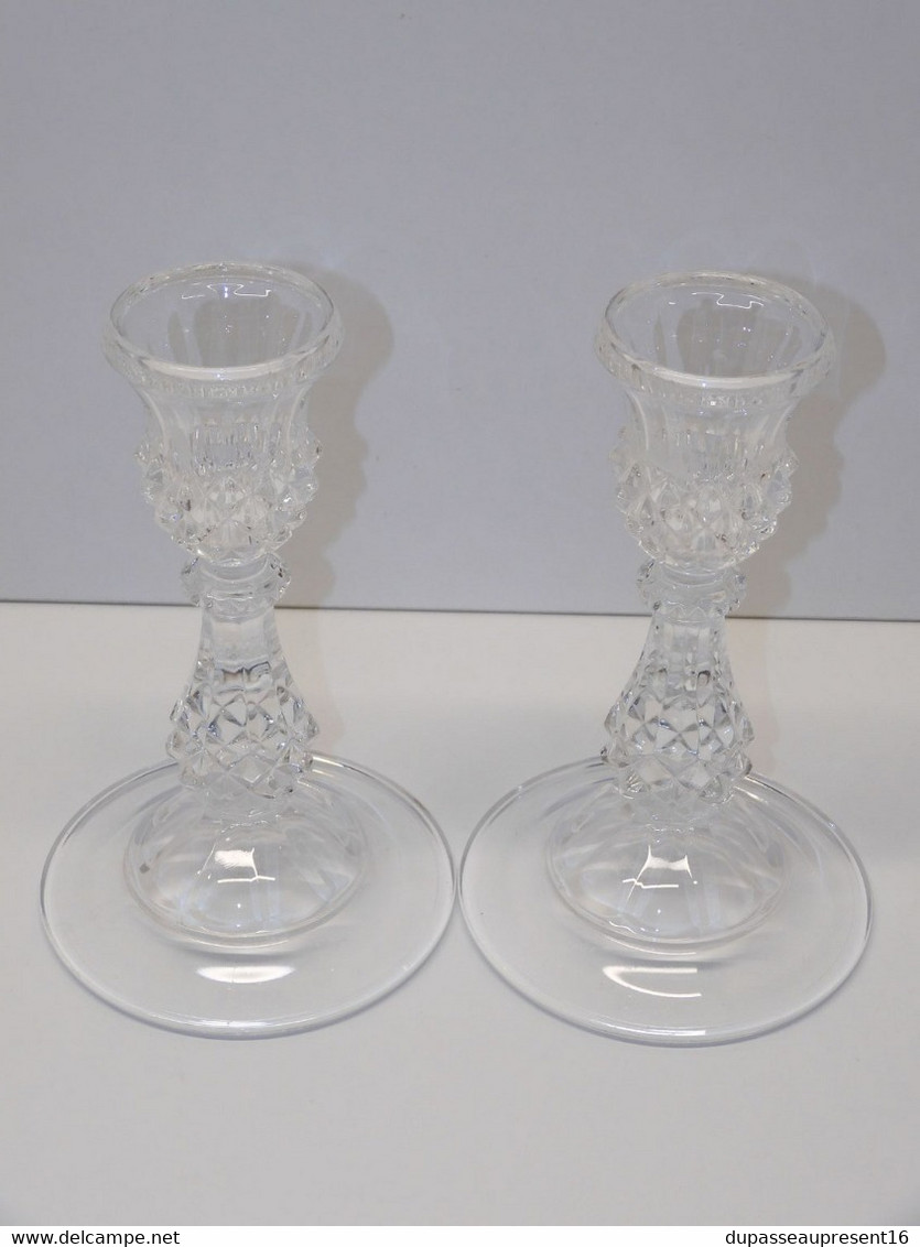 *JOLIE PAIRE BOUGEOIRS CRISTAL sans marque apparente DECO TABLE FETES Bougies  E