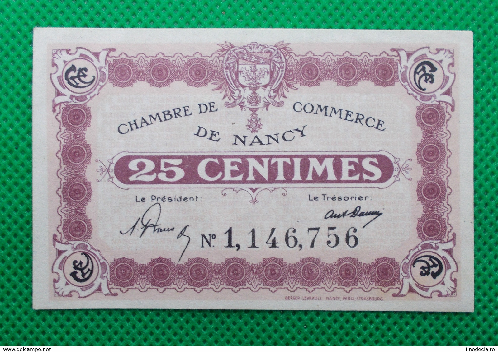 Billet Chambre De Commerce De Nancy - 25 Centimes - Sans Filigrane - Sans Date - N° Supérieur à 1 000 000 Avec Grand N - Chambre De Commerce