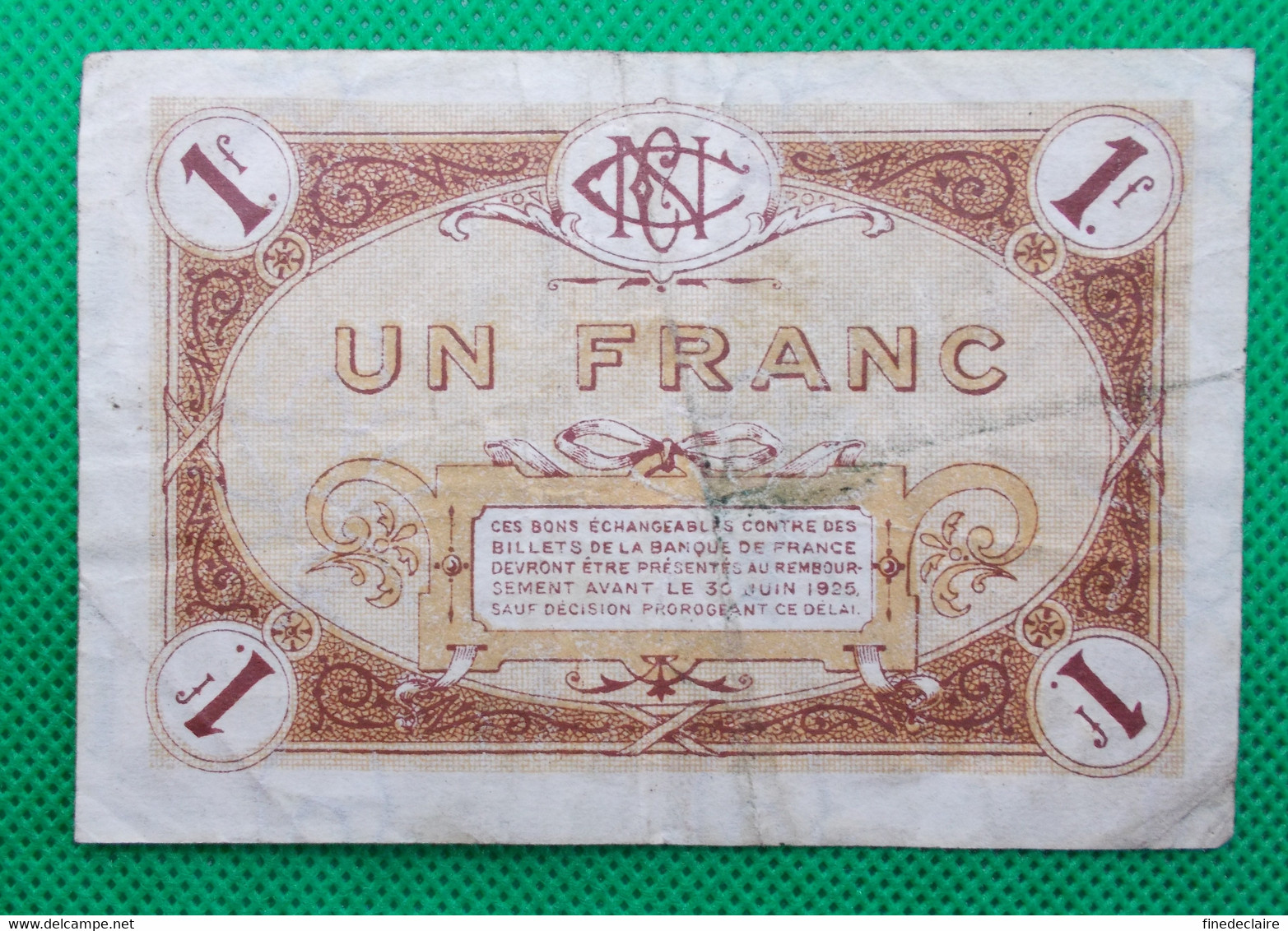 Billet Chambre De Commerce De Nevers - Un Franc - 3° Série - Filigrane Abeille - 22 Février 1920 - Chambre De Commerce