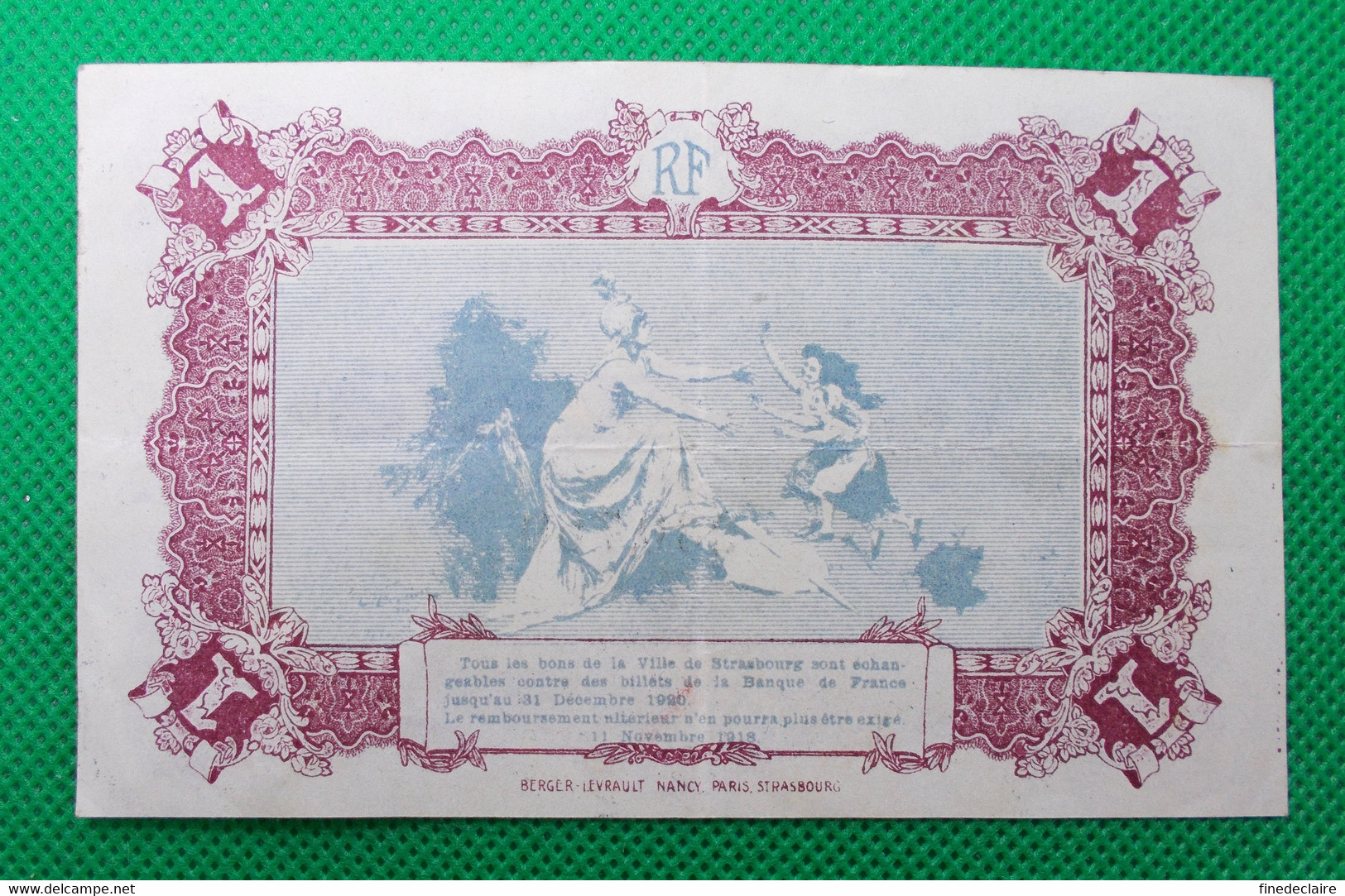 Billet Chambre De Commerce De Strasbourg - Un Franc - Sans Filigrane - 31 Décembre 1920 - Chambre De Commerce