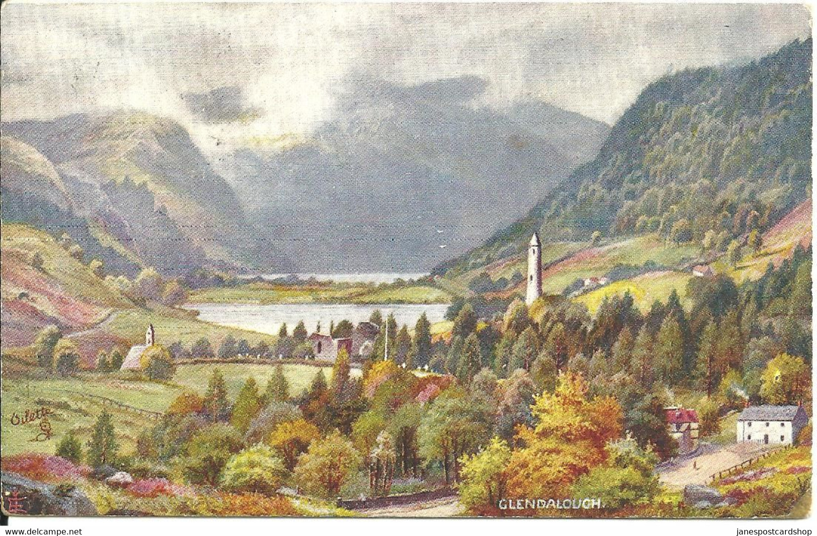 TUCKS OILETTE POSTCARD - GLENDALOUGH - COUNTY WICKLOW - PICTURESQUE COUNTIES - SERIES I - 7284 - Wicklow