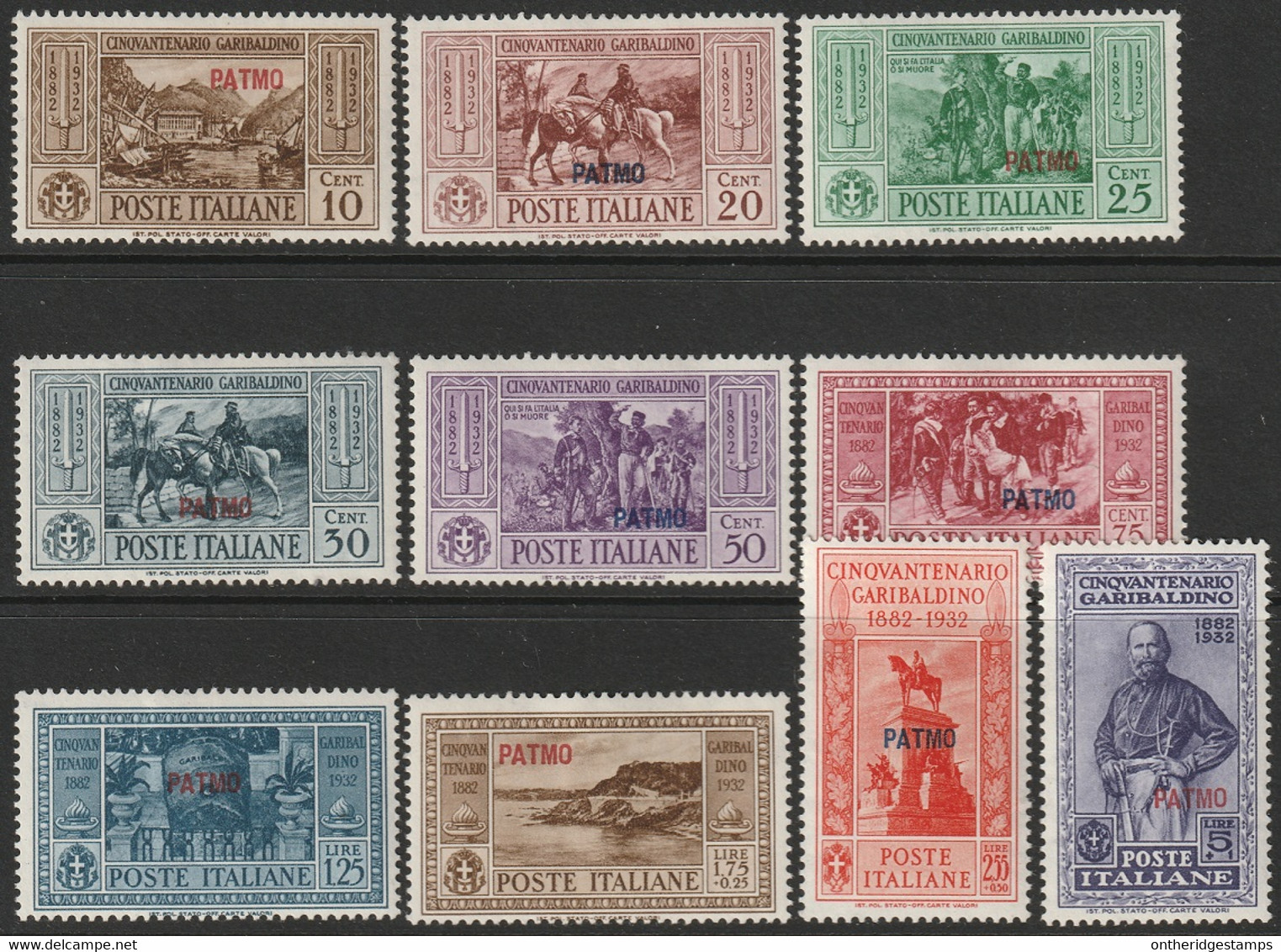 Italy Aegean Patmo 1932 Sc 17-26 Egeo Sa 17-26 Set MLH* - Egeo (Patmo)