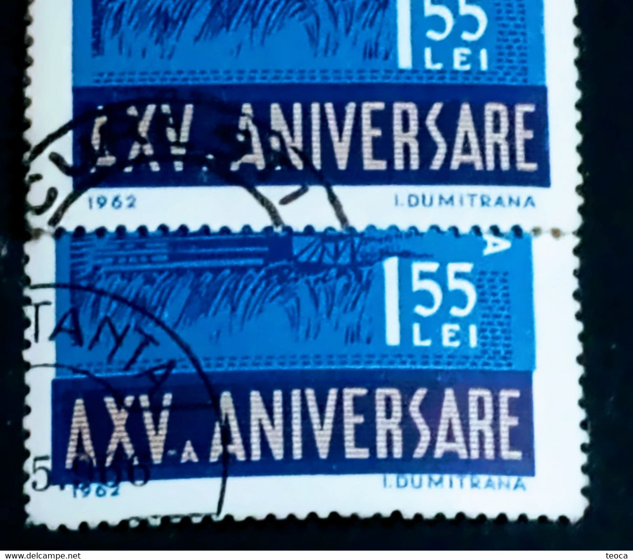 Errors Romania 1962,# Mi 2124, Printed With Writing R.P.  Romania Moved Up, Background Moved To The Right - Variétés Et Curiosités