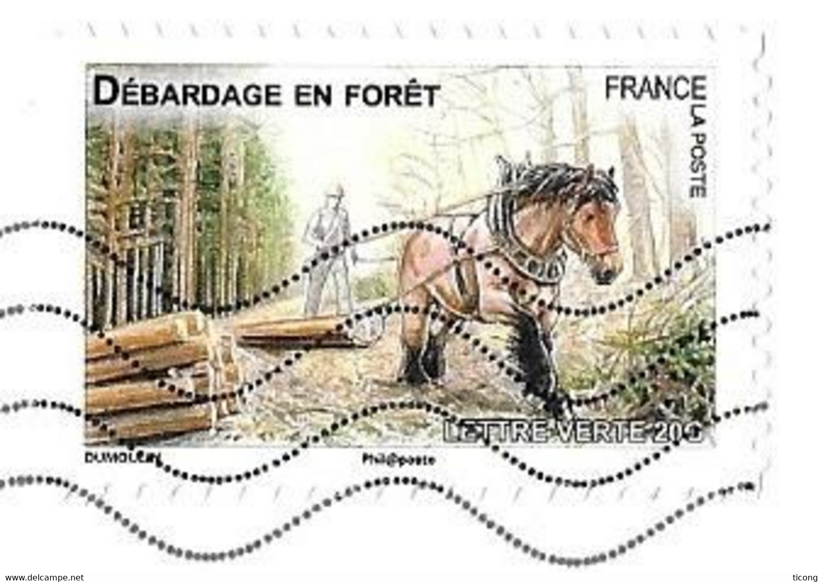 FRANCE FLAMME LA POSTE 2013 - DEBARDAGE EN FORET SEUL SUR LETTRE (  CHEVAL ) VOIR  LES SCANNERS - Briefe U. Dokumente