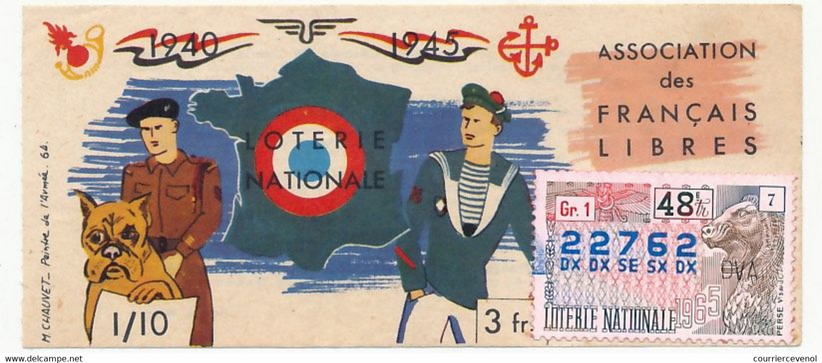 FRANCE - Loterie Nationale - Association Des Français Libres - 48eme Tranche - 1965 - Lottery Tickets