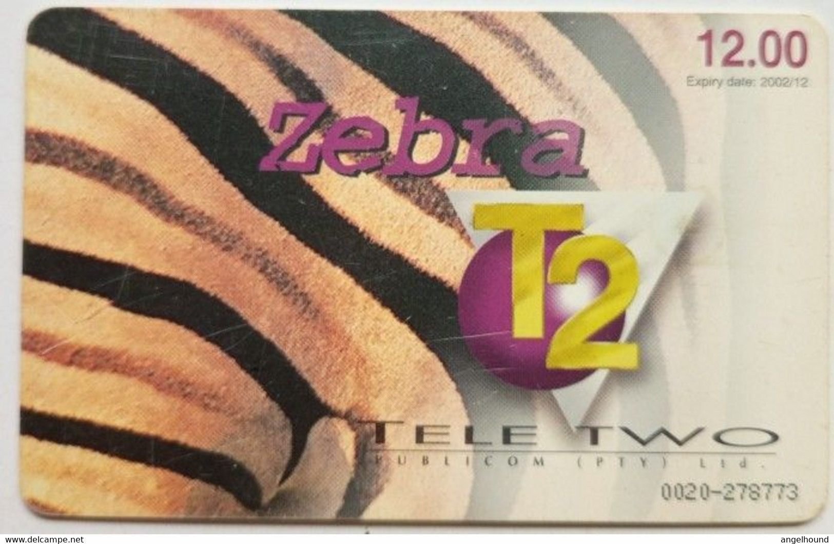 Namibia Tele 2  N$12.00 " Zebra " ( Red ) - Namibia