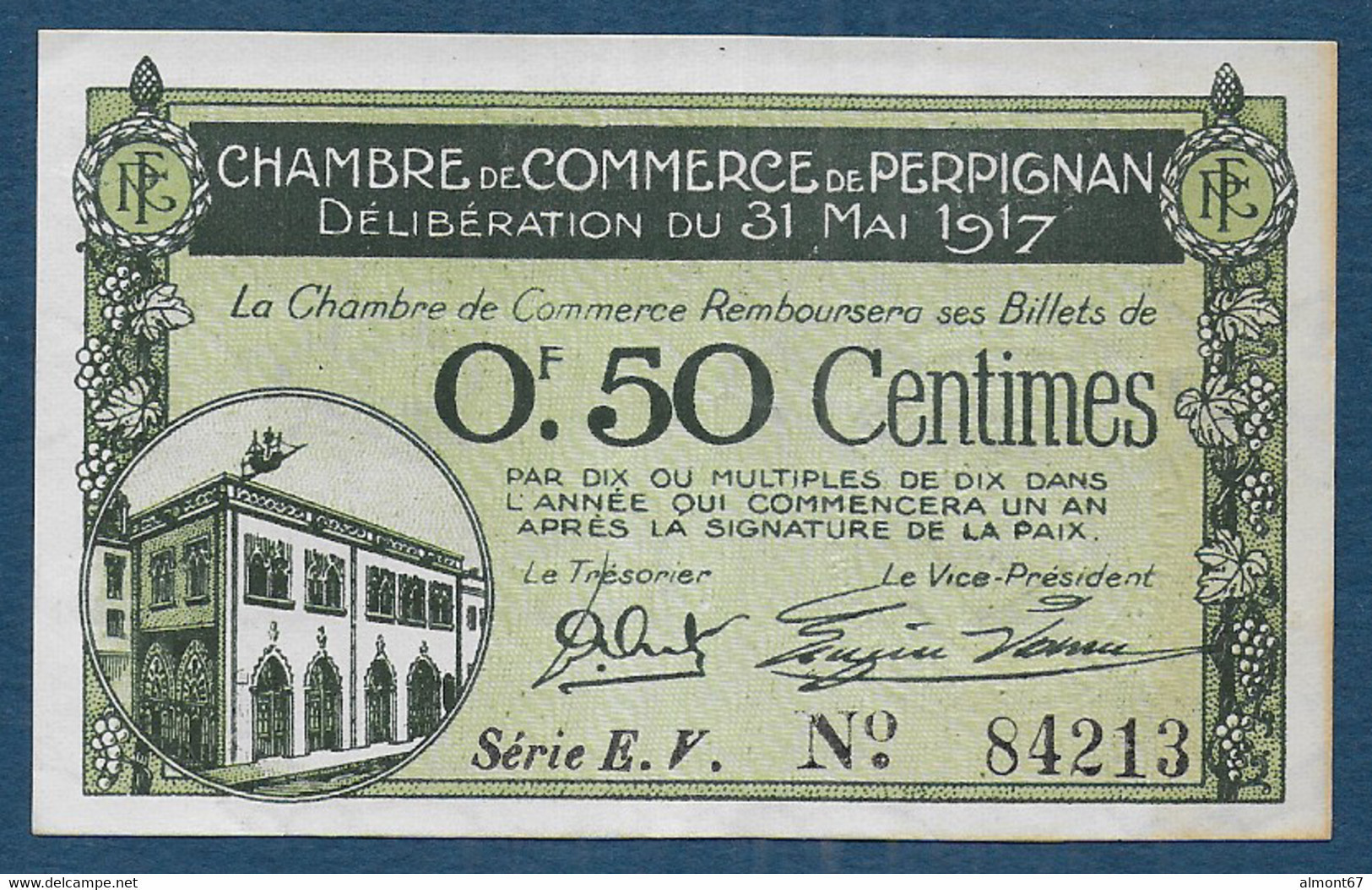 Chambre De Commerce De PERPIGNAN  -  50 Centimes  - Pirot N° 21 - Chambre De Commerce