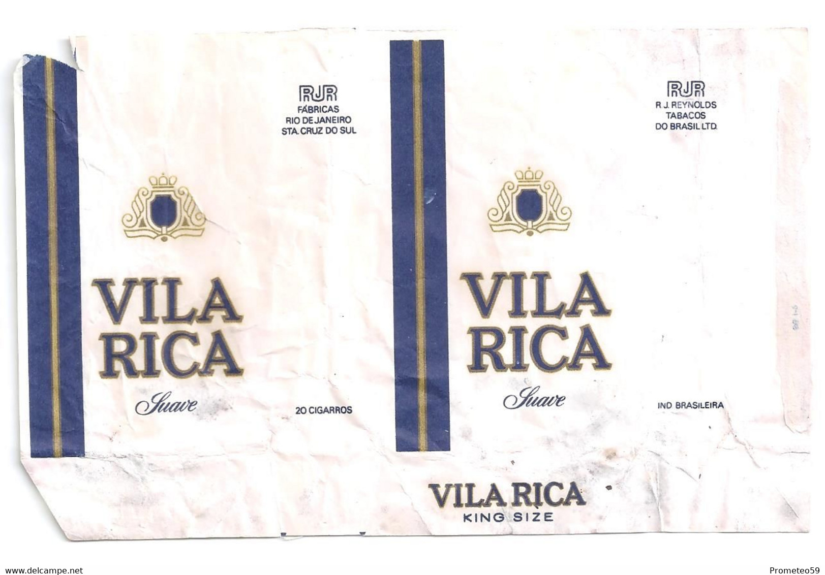 Marquilla Cigarrillos Vila Rica Suaves - Origen: Brasil - Contenitori Di Tabacco (vuoti)