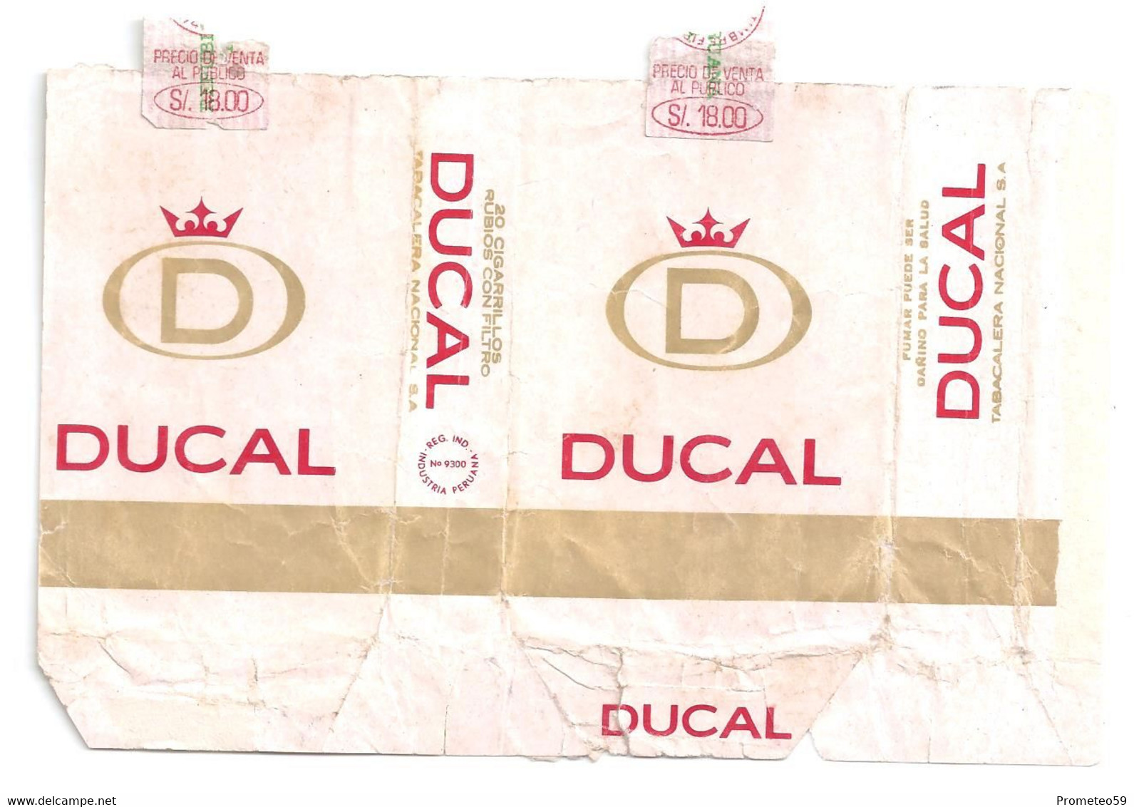 Marquilla Cigarrillos Ducal - Origen: Perú - Contenitori Di Tabacco (vuoti)