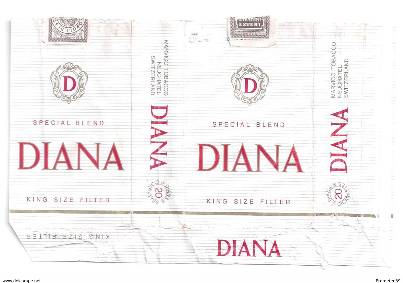 Marquilla Cigarrillos Diana - Origen: Suiza - Contenitori Di Tabacco (vuoti)