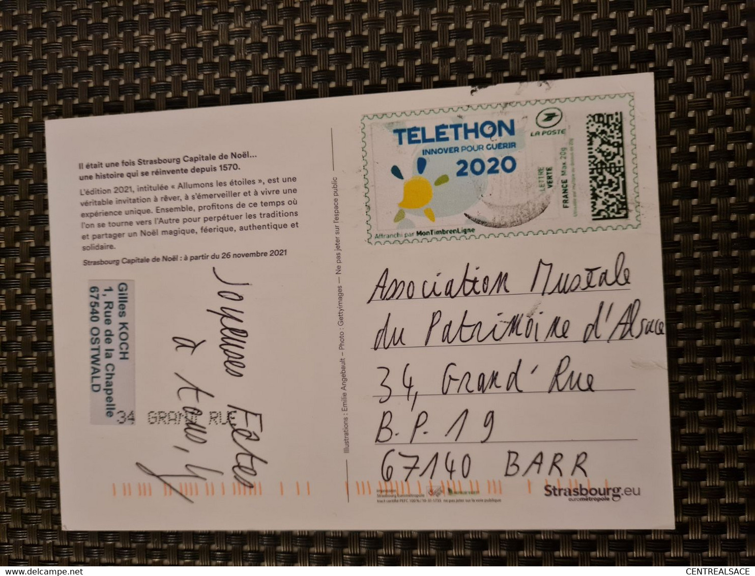 Enveloppe Montimbre  En Ligne  Téléthon 2020 - Storia Postale