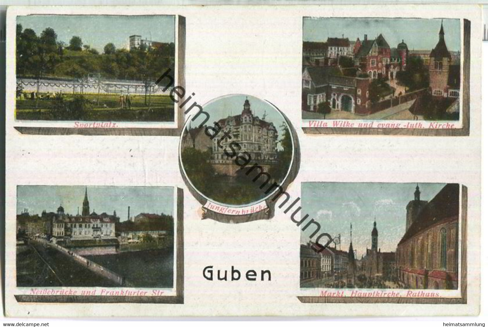 Guben - Villa Wilke - Sportplatz - Neissebrücke - Hauptkirche - Verlag S & S Nr. 1655 - Guben