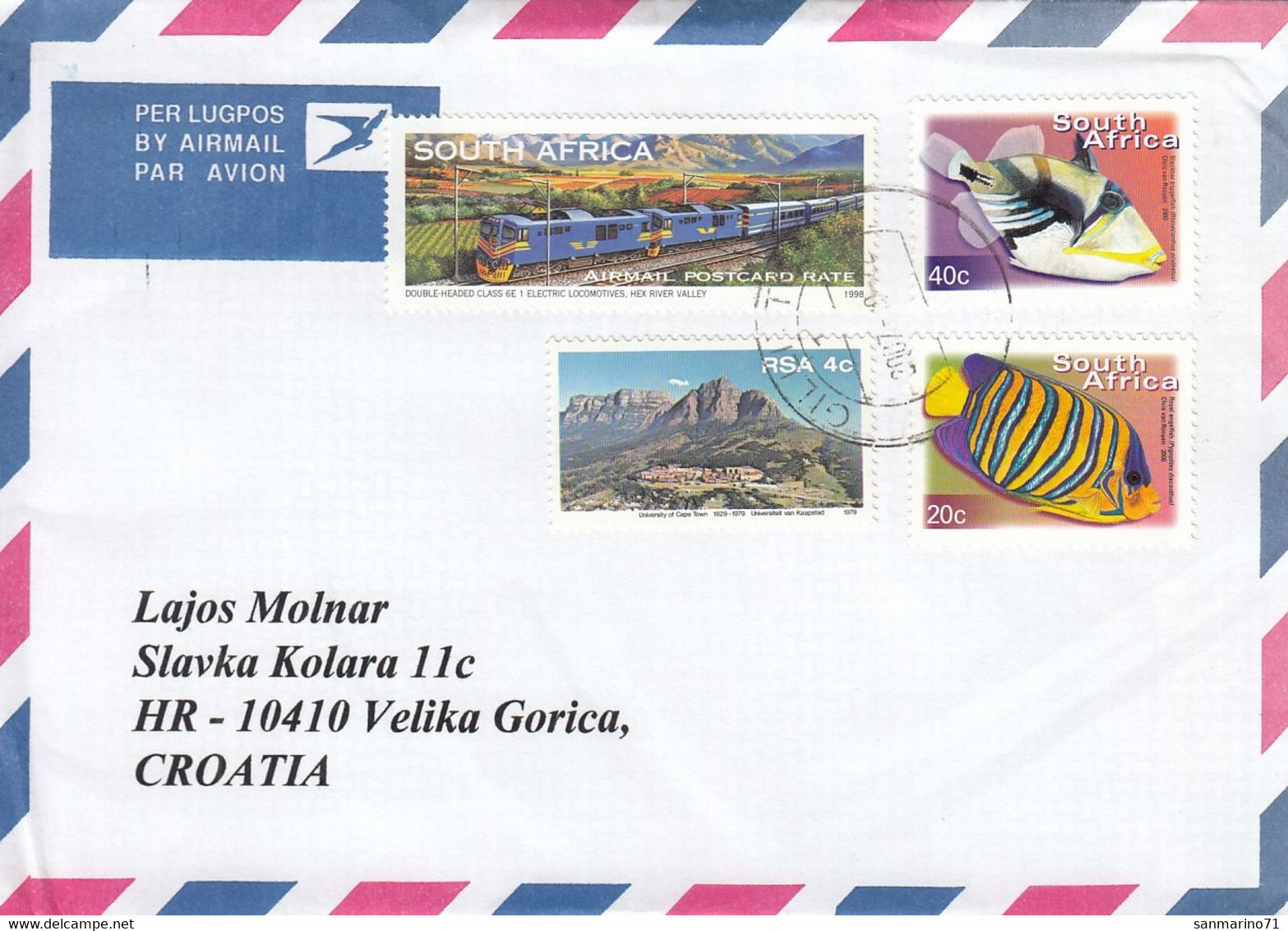 SOUTH AFRICA Cover Letter 221,box M - Posta Aerea