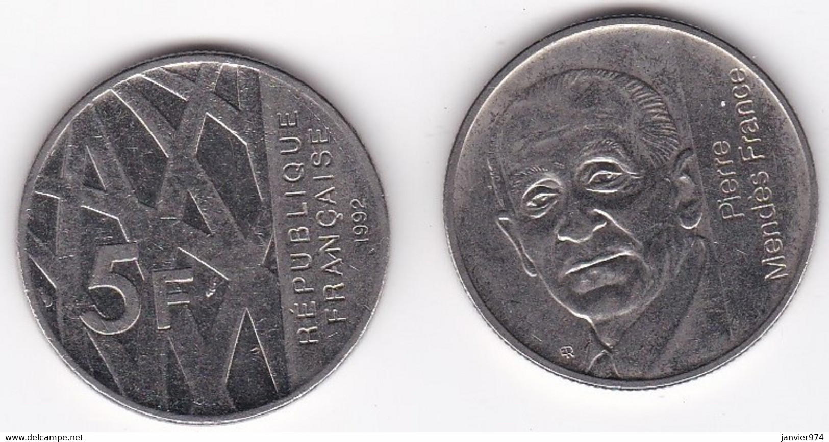 5 Francs Pierre Mendes France 1992, En Nickel, Gad# 773 - Commémoratives