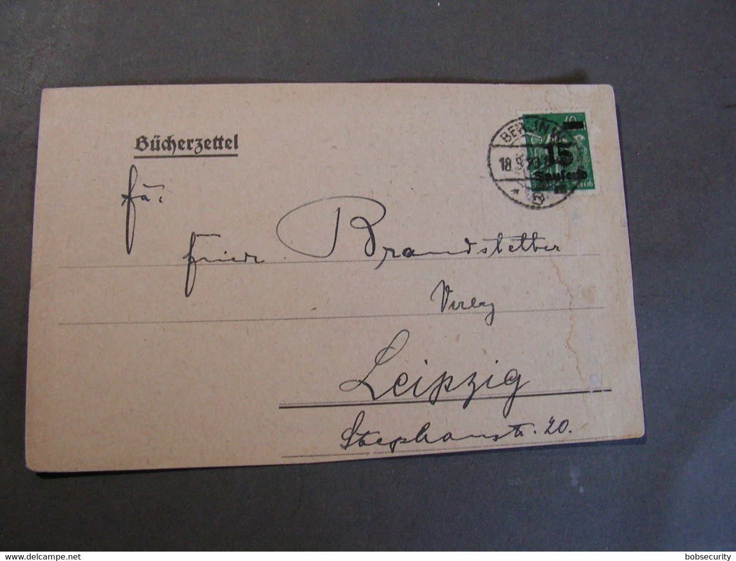 DR Bücherzettel , Aus Berlin 1923 Nach Leipzig - Lettres & Documents