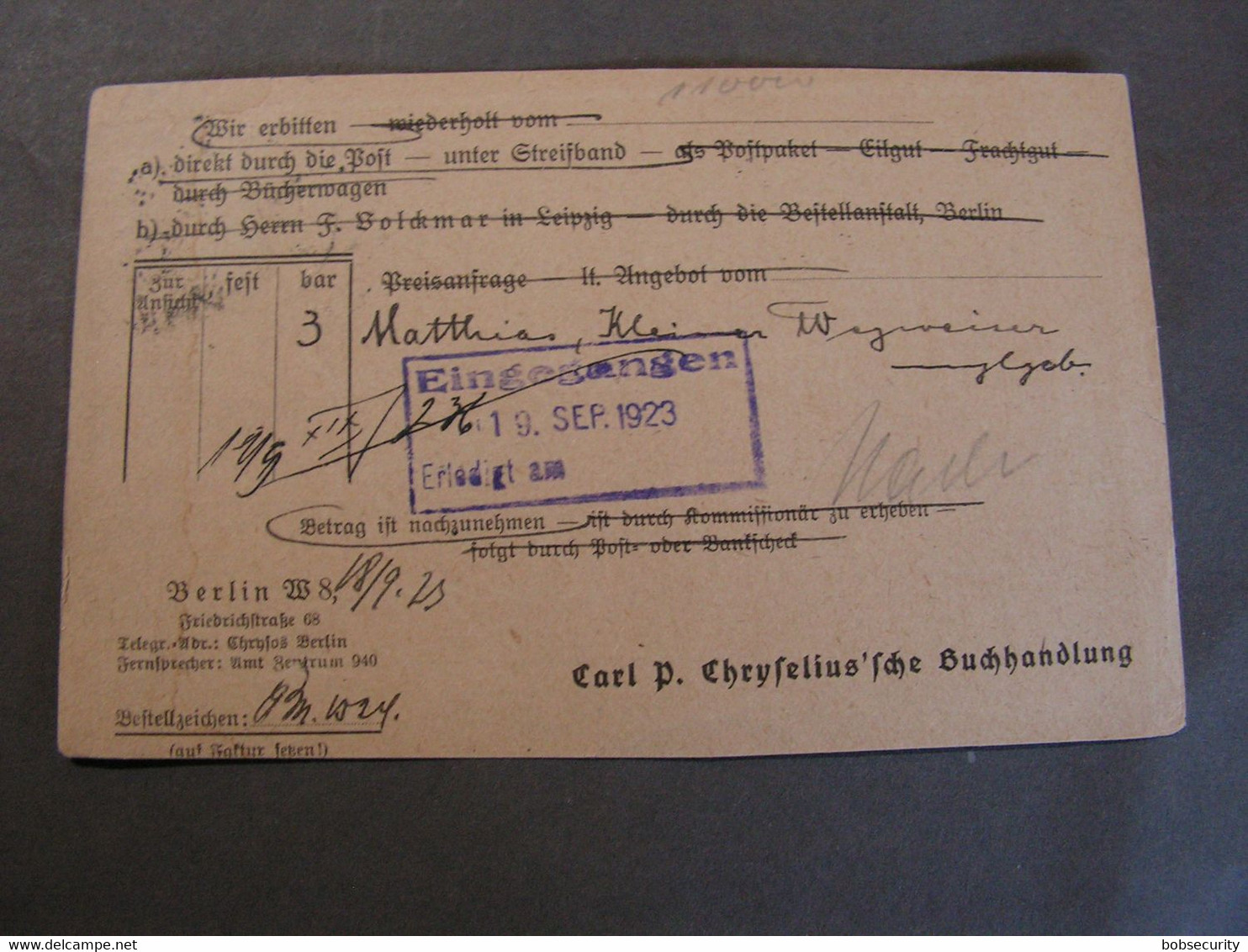 DR Bücherzettel , Aus Berlin 1923 Nach Leipzig - Lettres & Documents