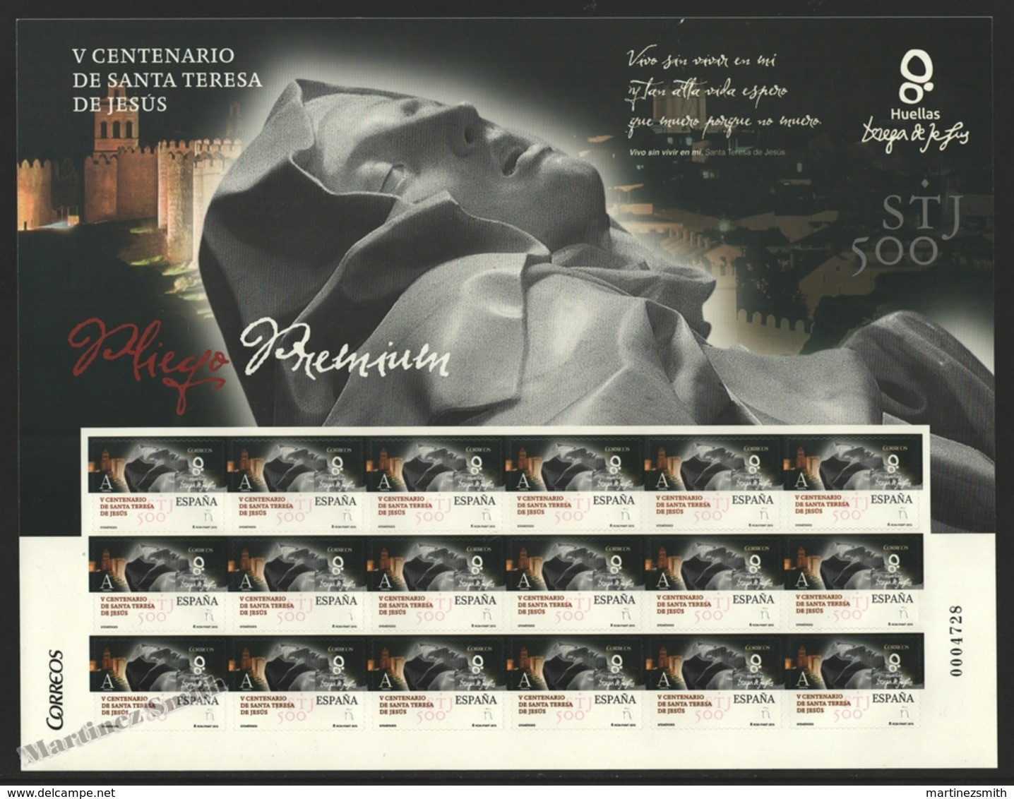 Espagne - Spain - España - Premium Sheet 2015 - Yvert 4642, 500th Ann. Birth Of Saint Theresa Of Avila - MNH - Full Sheets