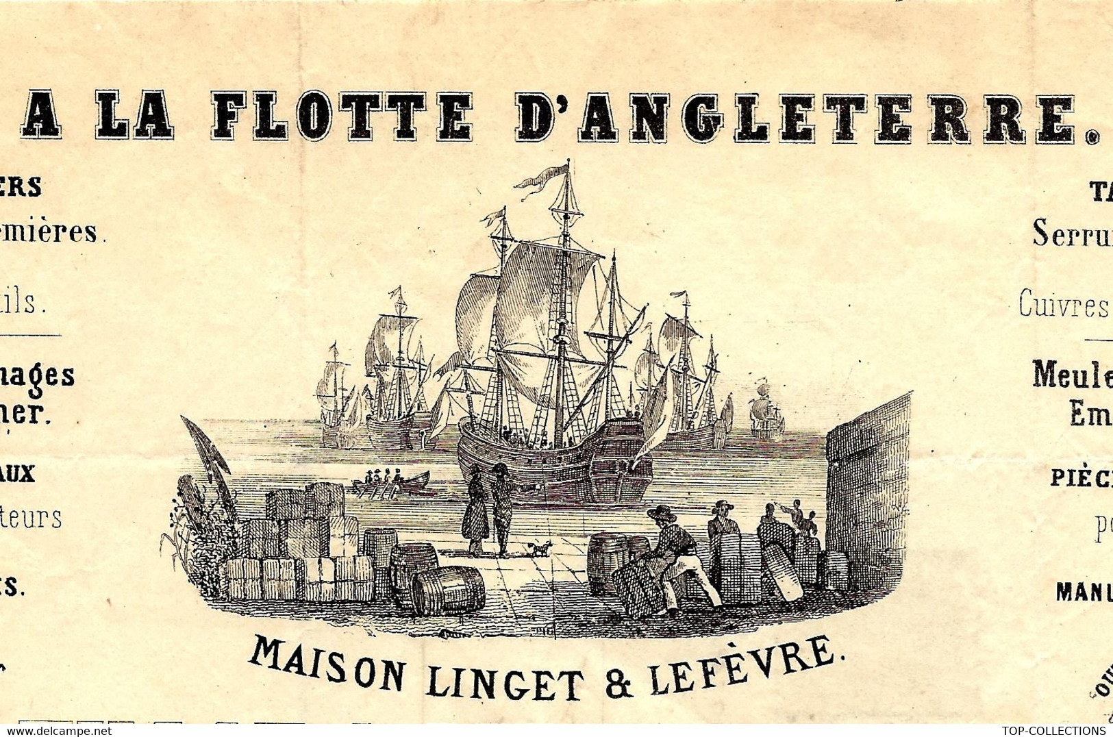 1864 SUPERBE ENTETE PARIS « A La Flotte D’Angleterre"  Grande Quincaillerie Tilloy Et Lefournier VOIR HISTORIQUE - 1800 – 1899