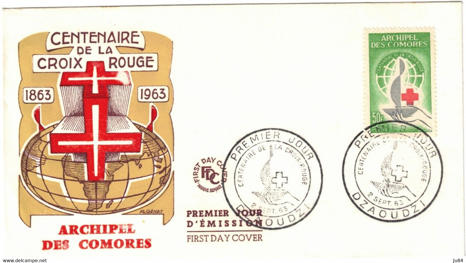 Archipels Des Comores - Dzaoudzi - FDC - Centenaire De La Croix Rouge - 2 Septembre 1963 - Briefe U. Dokumente