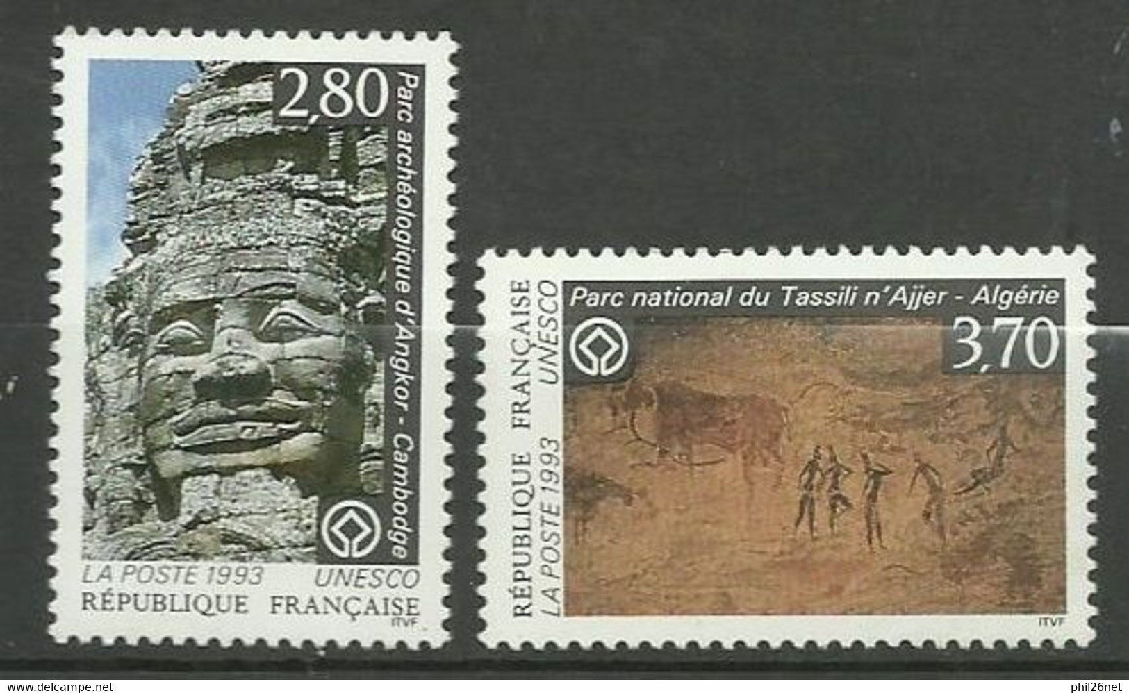 France Service   N° 110 Et 111   Cambodge Angkor   Et Algérie  Parc Du Tassili Neufs  * *   TB  Voir Scans Soldé ! ! ! - Nuevos