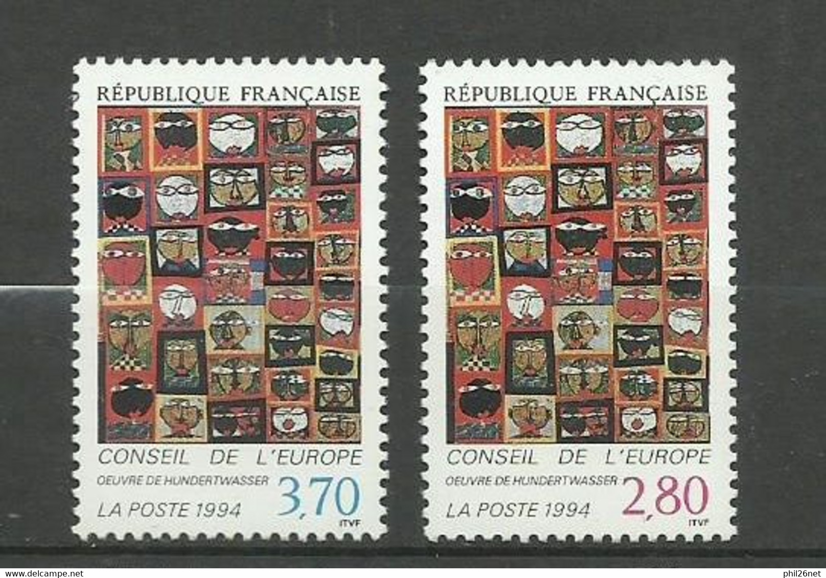 France Service   N° 112 Et 113     " 36 Têtes"   Oeuvre De Hundertwasser  Neufs  * *   TB  Voir Scans Soldé ! ! ! - Nuevos