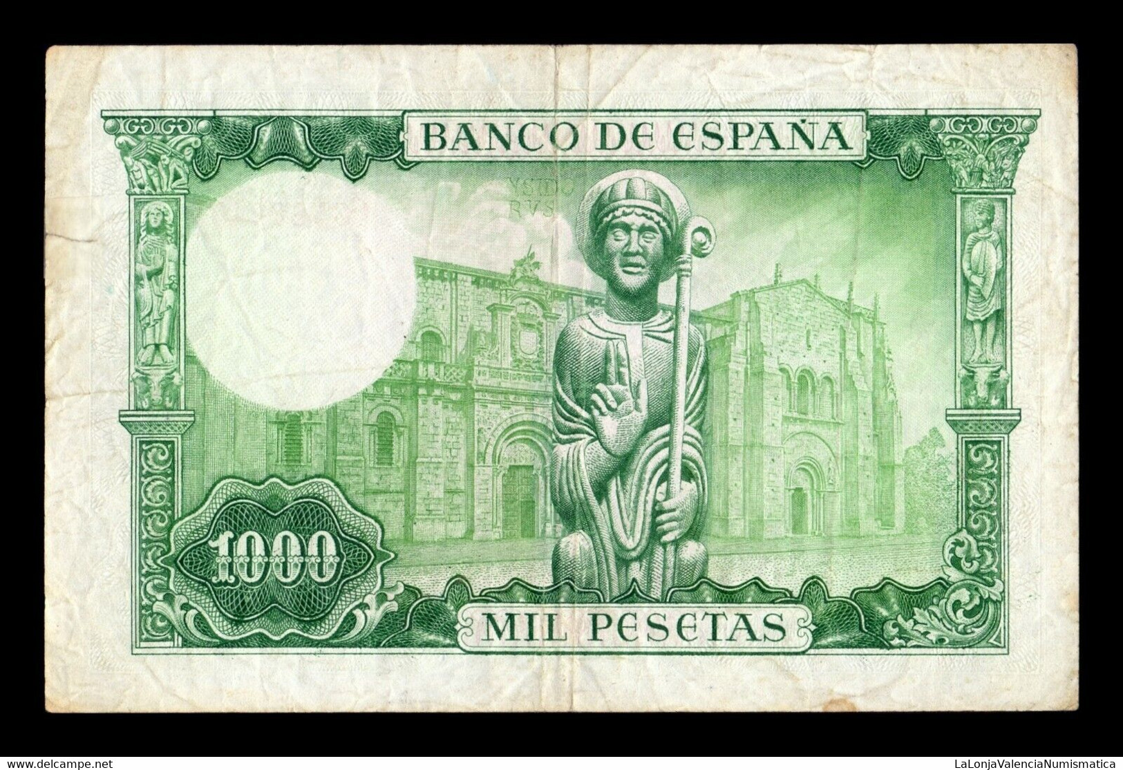 España Spain 1000 Pesetas San Isidoro 1965 Pick 151 Error Impresión BC F - 1000 Pesetas